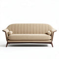Canapé en tissu bouclé beige avec accoudoirs ronds 200 x 90 x 85cm