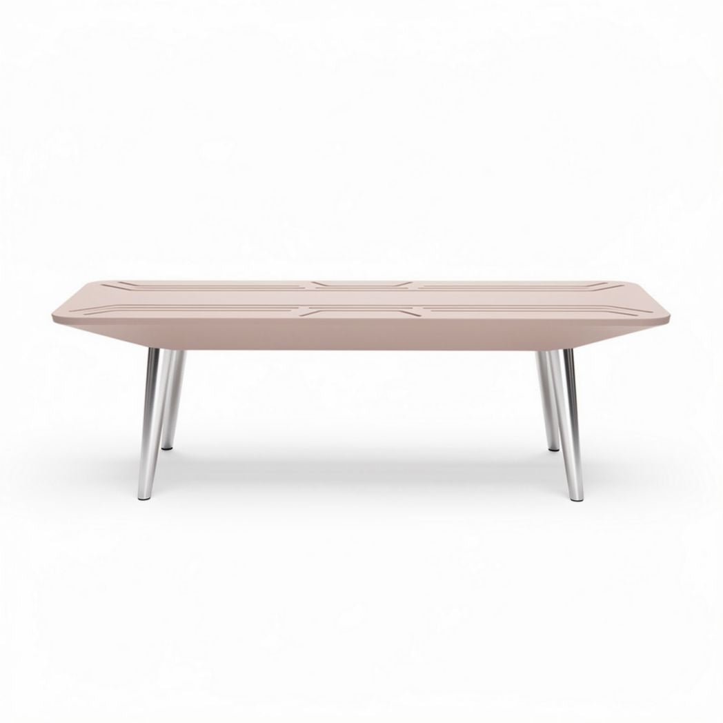 Table basse en bois couleur rose avec pieds en métal 120 x 60 x 45cm