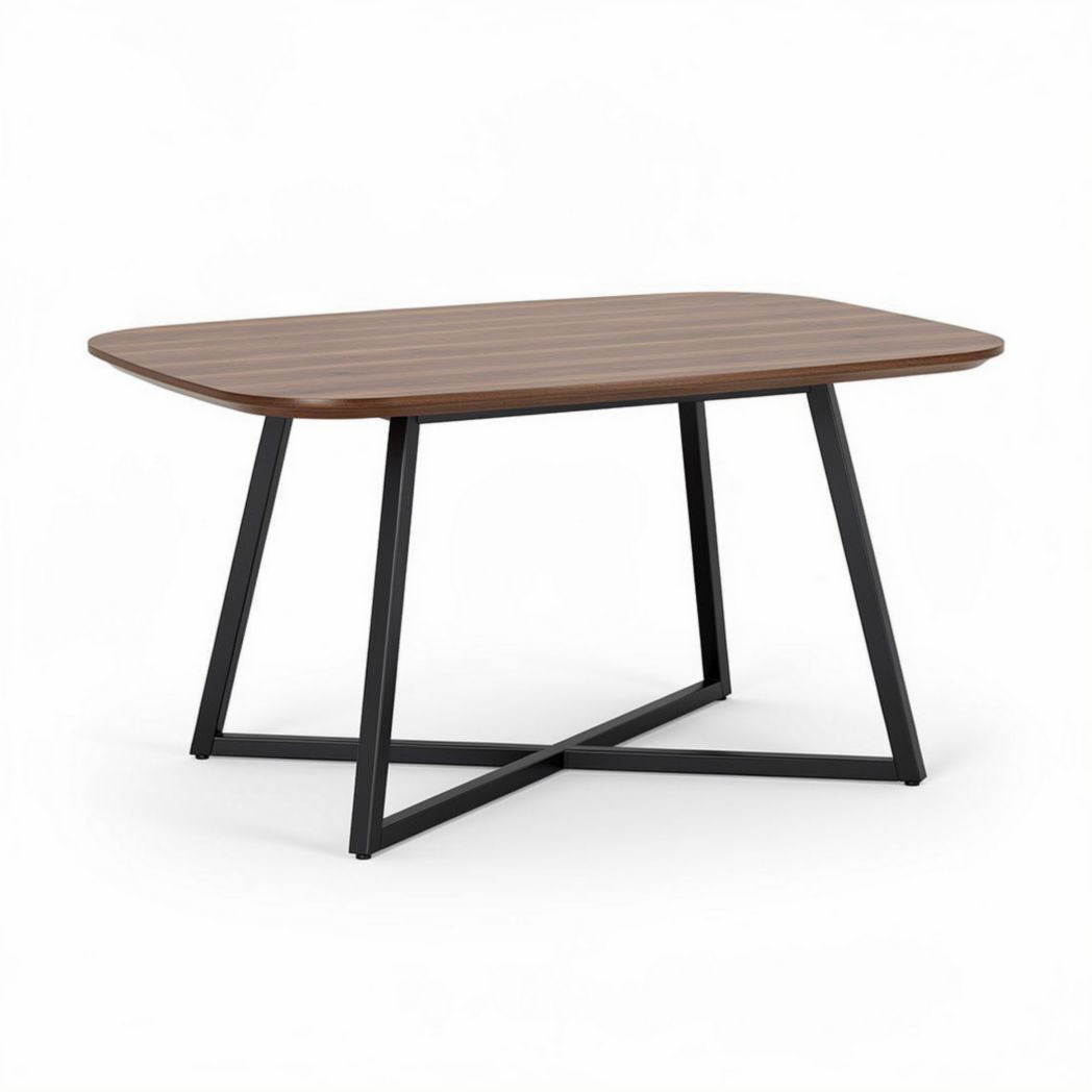 Table rectangulaire en bois finition chêne 120 x 80 x 75cm avec pieds métalliques noirs