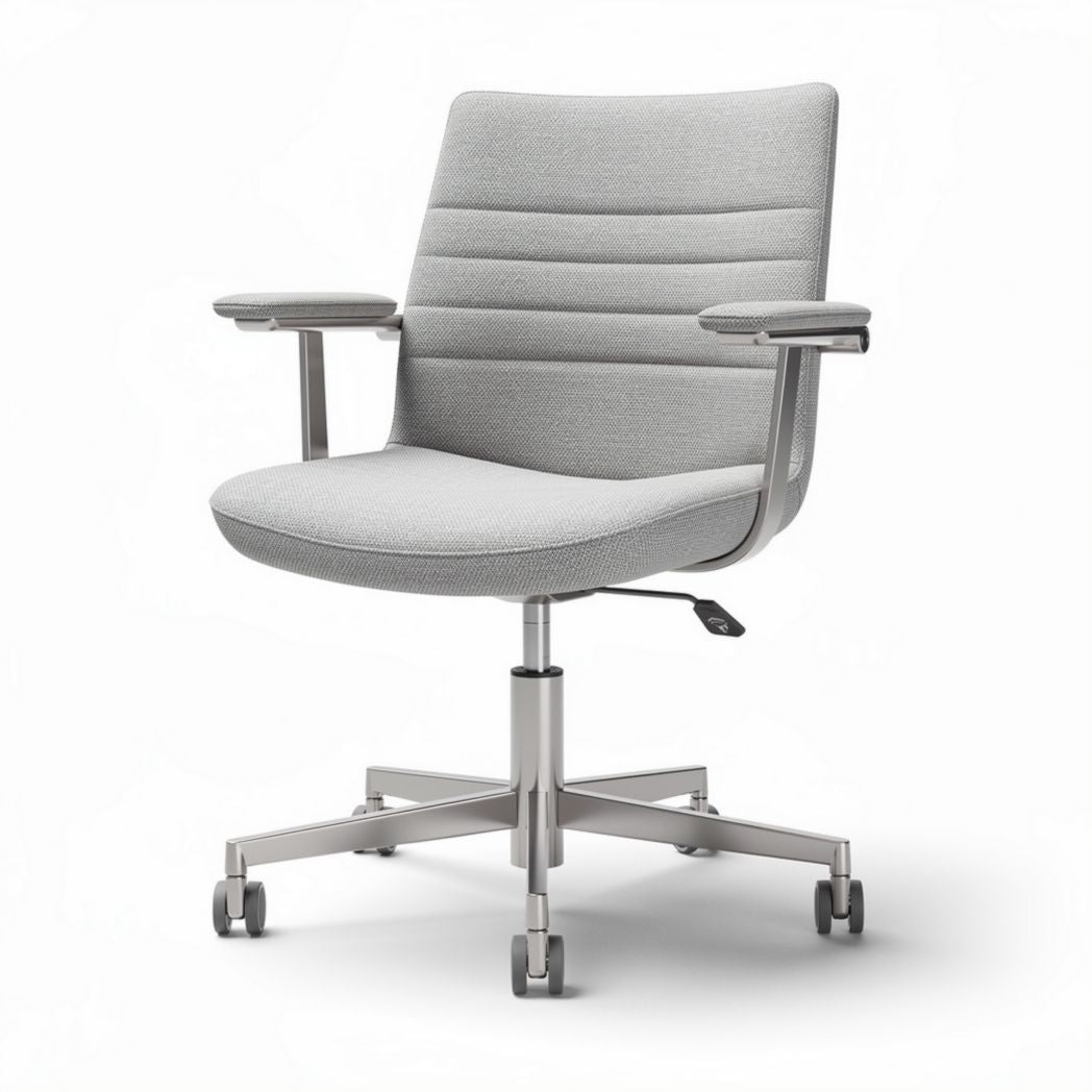 Chaise de bureau réglable en hauteur avec accoudoirs grise en tissu 50 x 60 x 90cm