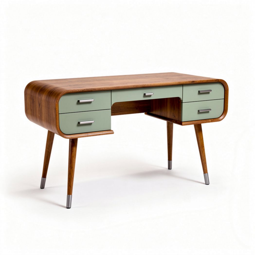 Bureau en bois avec tiroirs couleur verte 120 x 60 x 75cm