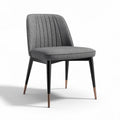 Chaise moderne en tissu gris avec pieds en bois noir et détails cuivrés 45 x 50 x 85cm