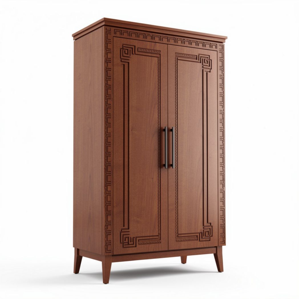 Armoire en bois avec motif décoratif dimensions 80 x 45 x 180cm marron