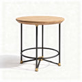 Table ronde en bois de chêne, piètement en métal noir, 60 x 60 x 45cm