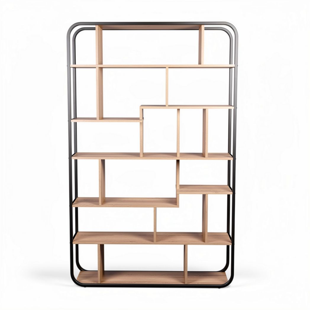 Étagère moderne en bois et métal pour salon ou bureau 150 x 80 x 30cm