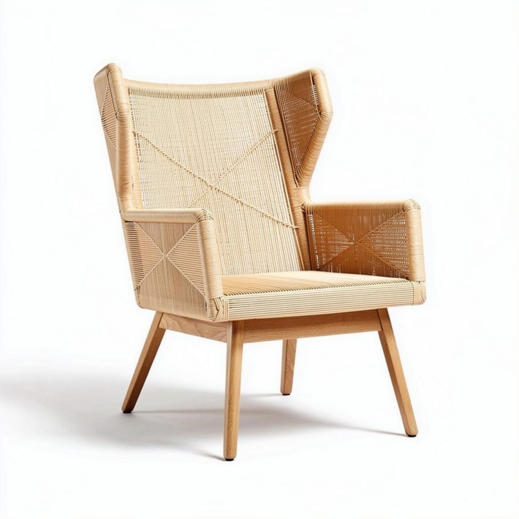 Fauteuil en rotin naturel avec accoudoirs dimensions 80 x 75 x 100cm