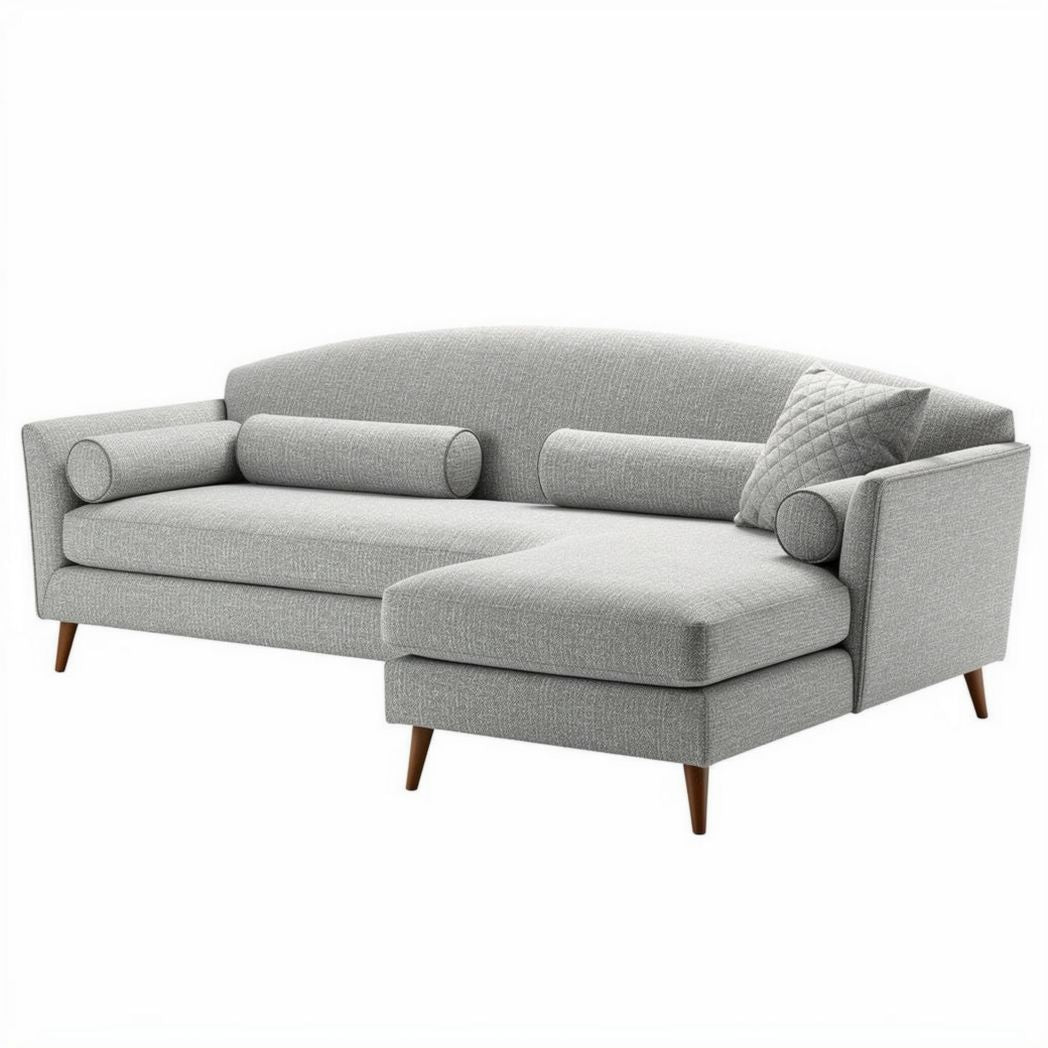 Canapé moderne en tissu gris avec accoudoirs et coussins décoratifs 200 x 90 x 85cm