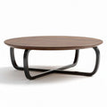 Table basse ronde en bois de couleur brun avec base en métal 100 x 100 x 35cm