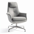 Fauteuil moderne en tissu gris avec repose-tête et base en métal 80 x 80 x 100cm