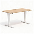 Bureau réglable en hauteur 120 x 60 x 75 cm en bois clair et métal blanc